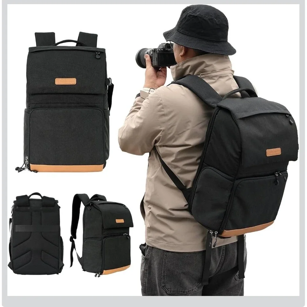 K&F Concept Camera Backpack Unisex 22L Black 15.6 Laptop Tripod Holder New
